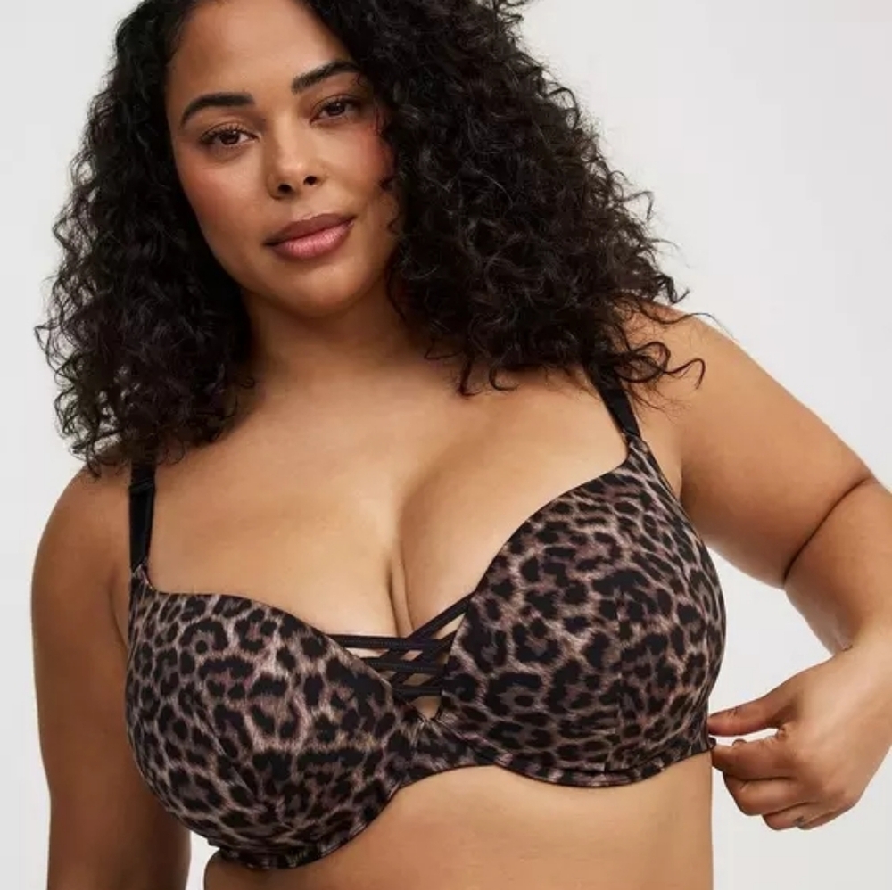 Torrid Leopard Print Bra - Black and Brown